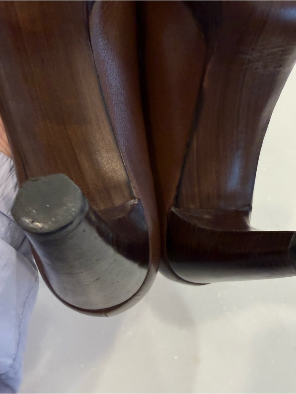 Stuart Weitzman Women's Brown Leather Mary Jane Heels Shoes Sz 8 EUC - Picture 12 of 14